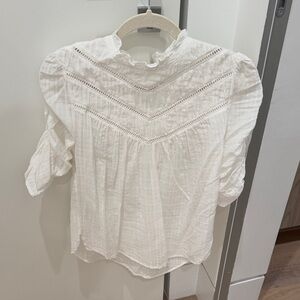 Veronica Beard White Blouse with Lace Detail